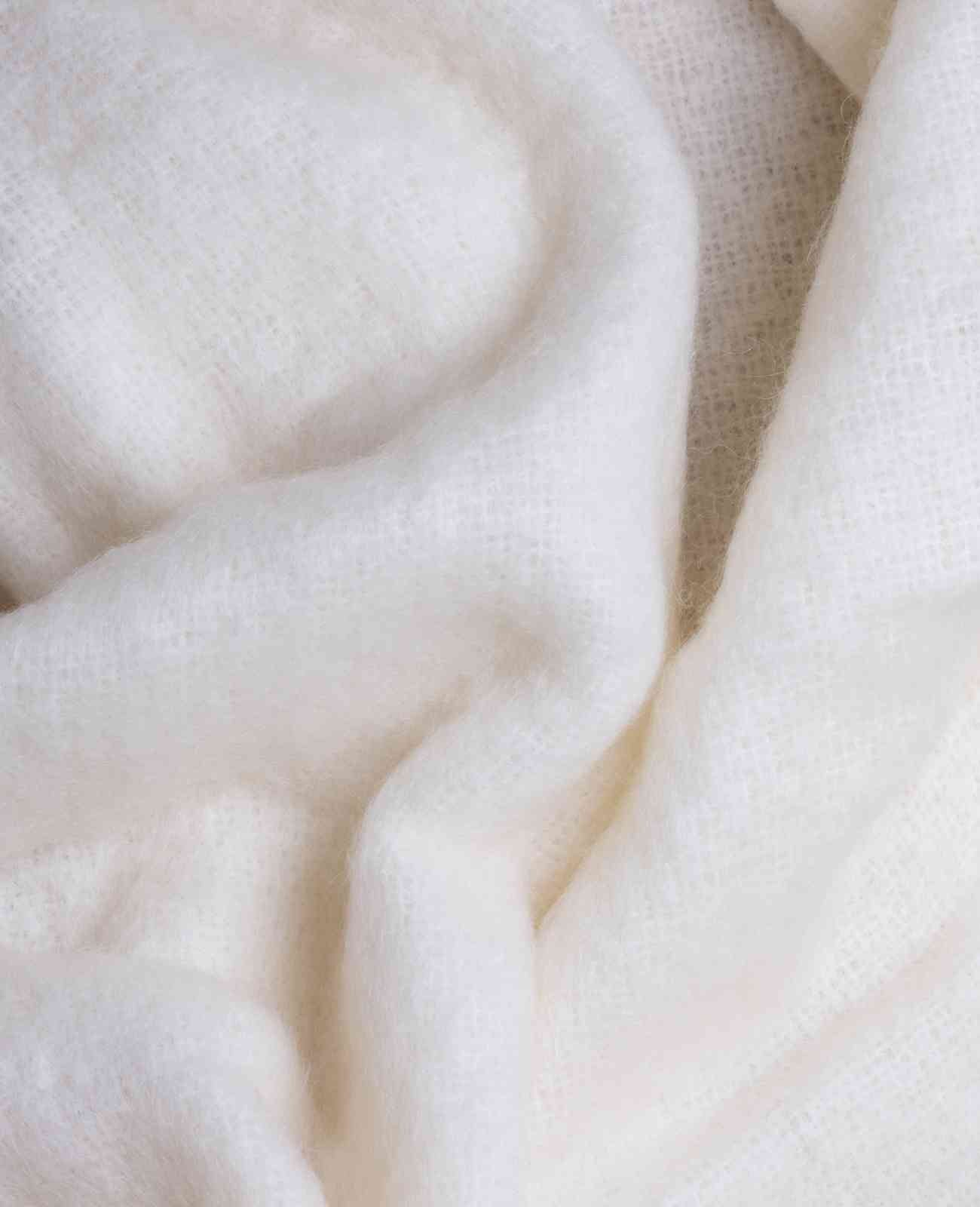 Ivory Mohair Blanket and Throw