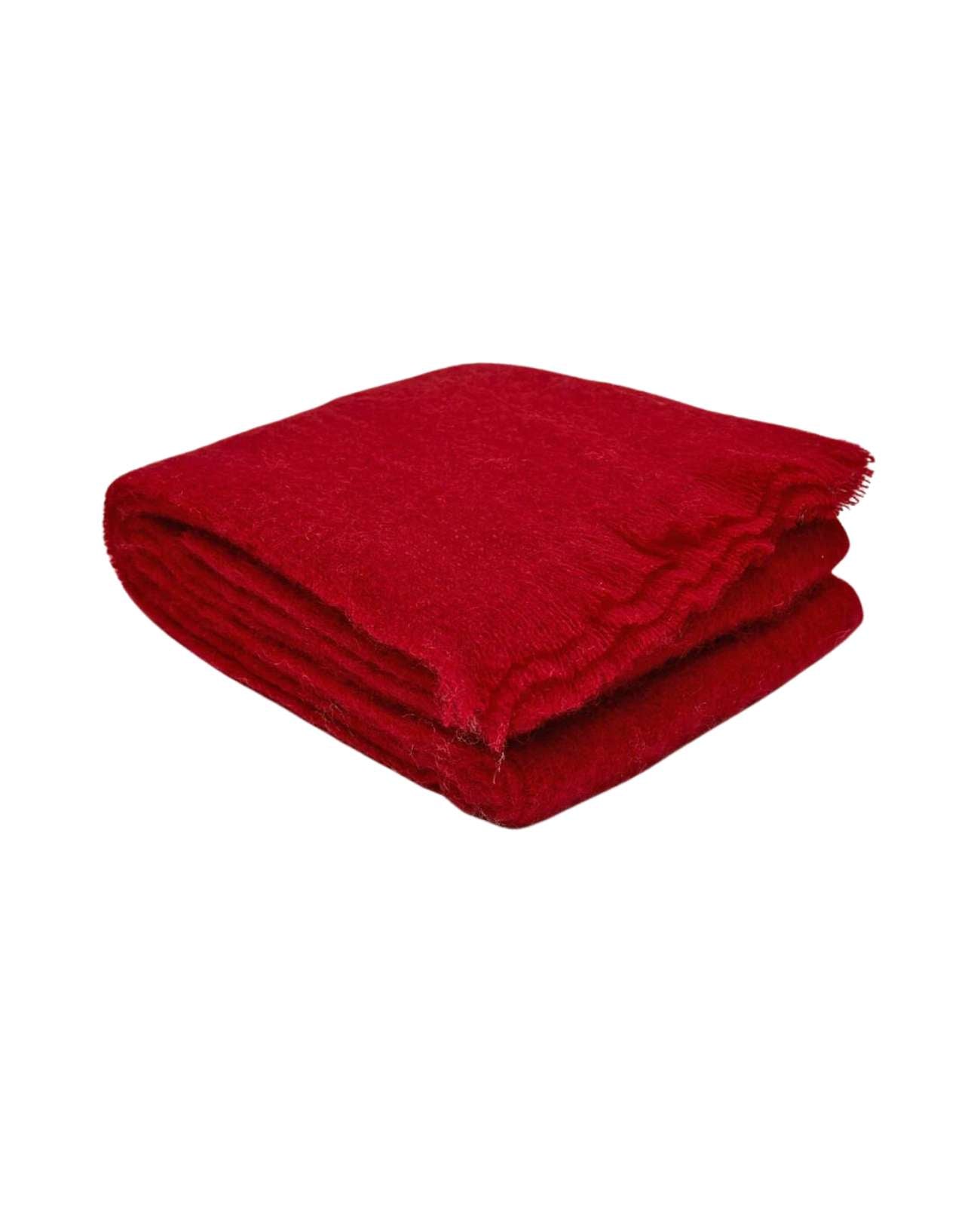Scarlet Mohair Blanket and Throw